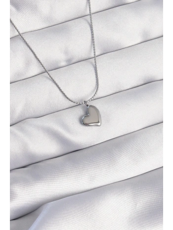 316L Çelik Gümüş Renk Minimal Kalp Tasarımlı Kolye