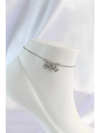 316L Çelik Gümüş Renk Minimal Kelebek Tasarımlı Halhal