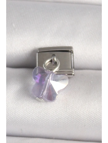 316L Çelik Gümüş Renk Mor Zirkon Taşlı Nomination Charm