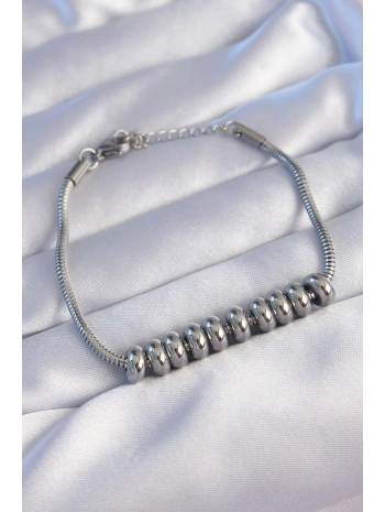 316L Çelik Gümüş Renk Oval Figürlü Bileklik