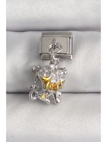 316L Çelik Gümüş Renk Sallantı Aslan Model Nomination Charm