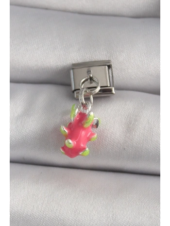 316L Çelik Gümüş Renk Sallantı Ejder Meyvesi Model Nomination Charm