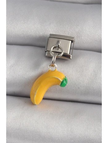 316L Çelik Gümüş Renk Sallantı Muz Model Nomination Charm
