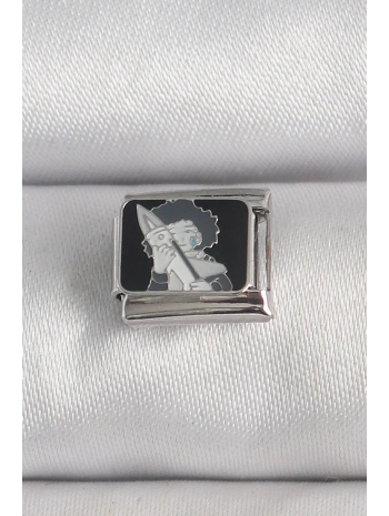 316L Çelik Gümüş Renk Siyah İşlemeli Portre Model Nomination Charm