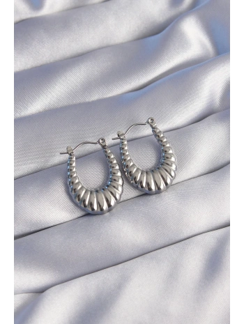 316L Çelik Gümüş Renk Uzun Baklava Görünümlü Küpe