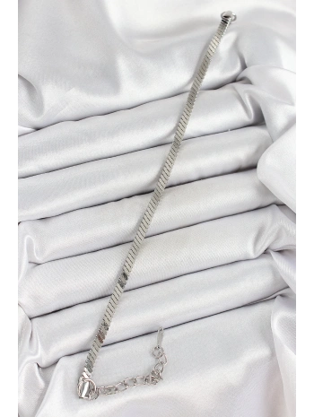 316L Çelik Gümüş Renk Yassı Zincir Model Kadın Bileklik