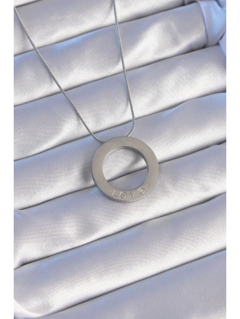 316L Çelik Gümüş Renk Zirkon Taşlı Model Kolye