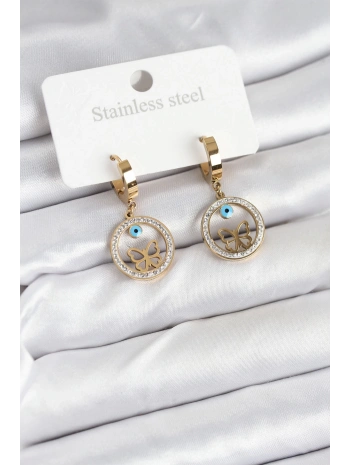 316L Çelik Halka Kelebek Kadın Küpe