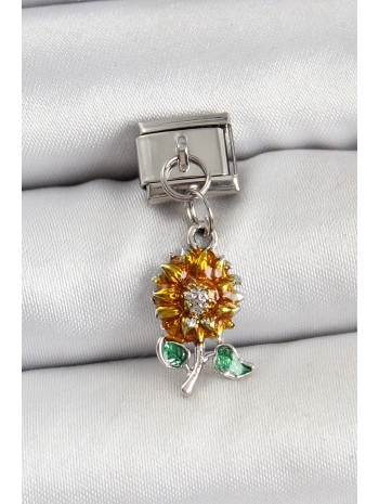 316L Çelik Sallantılı Ayçiçeği Model Gümüş Renk Nomination Charm