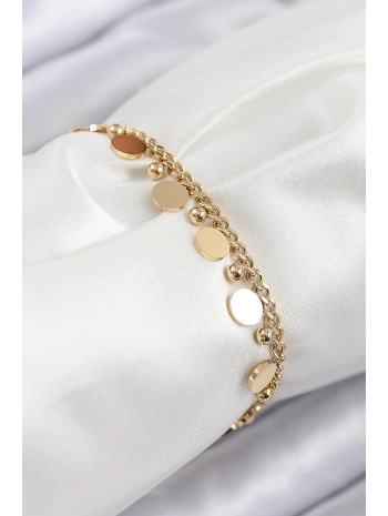 316L Çelik Sıralı Pul Model Gold Renk Kadın Bileklik