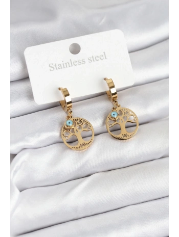 316L Çelik Yaşam Ağacı Model Kadın Küpe