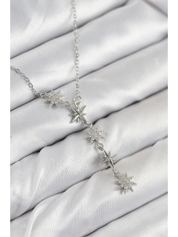 316L Çelik Yıldız Model Gümüş Renk Kadın Kolye