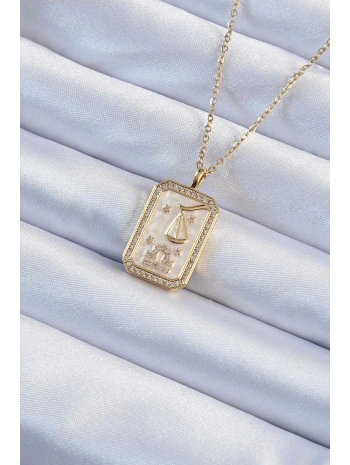316L Çelik Zincir Altın Renk Zirkon Taşlı Çerçeveli Tarot Kolye