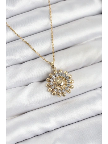 316L Çelik Zincir Gold Renk Güneş Model Kadın Kolye