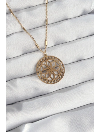 316L Çelik Zincir Gold Renk Lotus Model Kolye