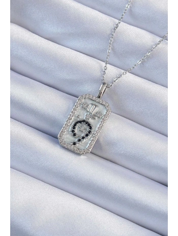 316L Çelik Zincir Gümüş Renk Zirkon Taşlı Minimal Papatya Figürlü Tarot Kolye