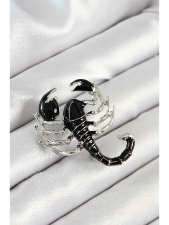 3D Siyah Akrep Figürlü Gümüş Renk Kadın Broş