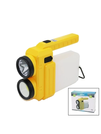 3İN 13W+COB LED+360°SMDEL FENERİ USB ŞARJ POWERBANK 1500LM IŞIK AYARI GÜN IŞIK - BEYAZ METAL ASKI+B42 PT-8439 (5047)