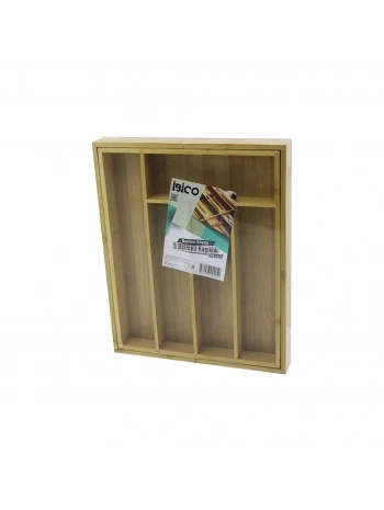 5 BÖLMELİ AHŞAP BAMBU KAŞIKLIK  30X34CM (5047)