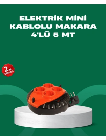 5 Metre Kablolu 4’lü Kırmızı Priz Makara