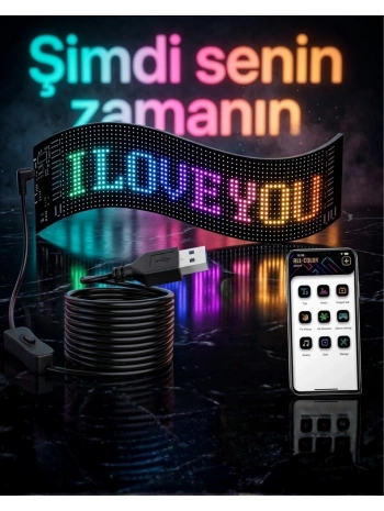 60 cm LED Matrix Panel 16x96 Piksel Bluetooth Kontrollü RGB Kayan Yazı Ekranı