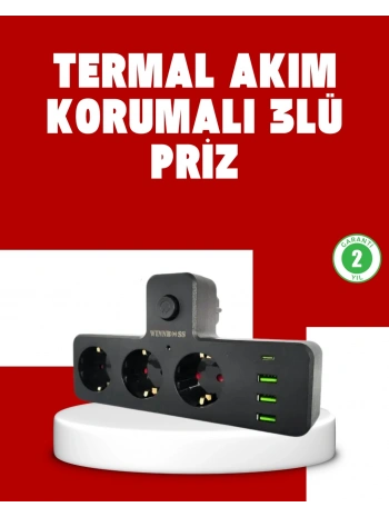 7 Portlu Çoklu Priz USB ve Type-C Girişli Akıllı Güç Ünitesi