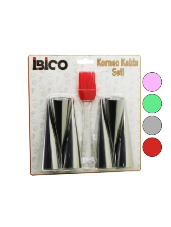 7PCS 6-KORNEO KALIP - 1-SİLİKON FIRÇA PASTA DEKORASYON SETİ ÇAP:3.4CM X UZUNLUK:12CM (5047)
