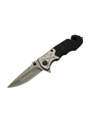 8-10 Siyah Kurtarma / Kamp Çakı 16,5cm - Yarı Otomatik, Kemerlikli, Cam Kırma Ve İp Kesme Aparatlı, Ok Figürlü Sap