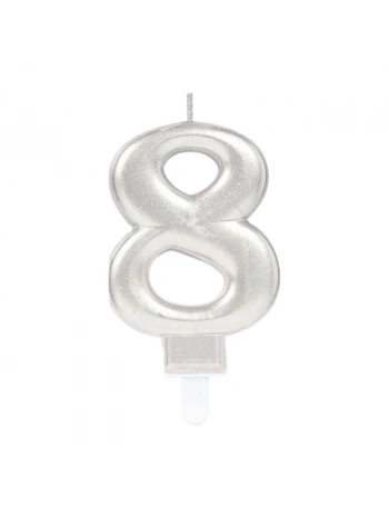 8 Rakam Mum Gümüş Renk (5047)