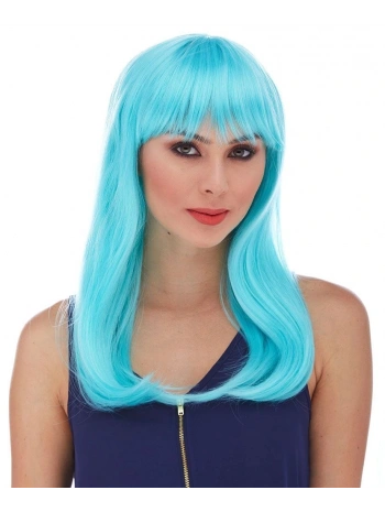 Açık Mavi Renk Uzun Düz Parti Peruğu (5047)