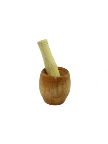 AHŞAP BAMBU HAVAN SARIMSAK DÖVECEK Ç: 7CM--D: 5.8CM--Y: 8.5CM  FİLELİ AMBALAJ (5047)