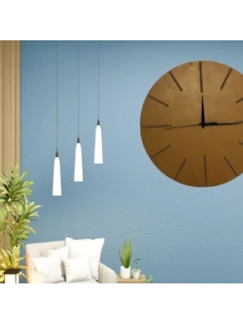 Ahşap Minimal Dekoratif Duvar Saati - 33x33 Cm Açık Kahverengi