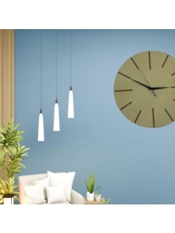 Ahşap Minimal Dekoratif Duvar Saati - 33x33 cm Açık Sarı