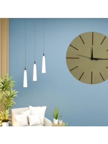 Ahşap Minimal Dekoratif Duvar Saati - 33x33 Cm Bej