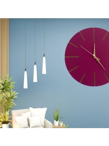 Ahşap Minimal Dekoratif Duvar Saati - 33x33 Cm Fuşya