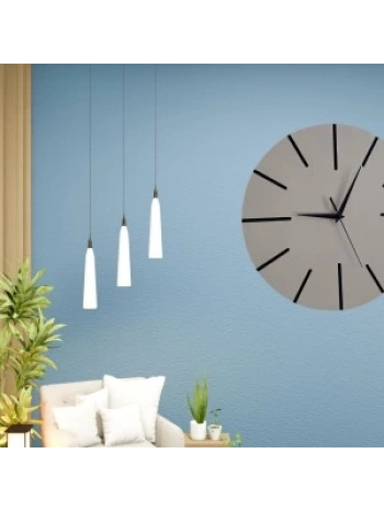 Ahşap Minimal Dekoratif Duvar Saati - 33x33 Cm Gri