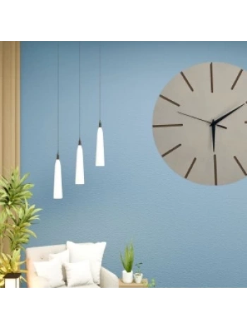 Ahşap Minimal Dekoratif Duvar Saati - 33x33 Cm Krem