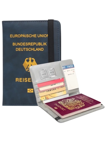 ALMANYA KAPAKLI SUNİ DERİ PASAPORT KILIFI CÜZDANI (RFID ENGELLEYİCİ) (5047)