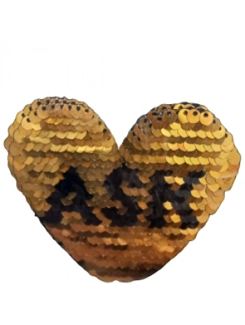 Aplike Ütü İle Yapışan Aşk Yazılı Pullu Sarı Arma 4x4 Cm