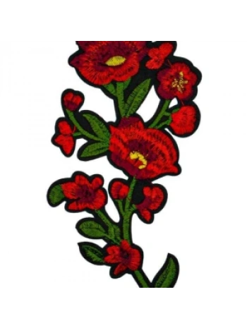 Aplike Ütü İle Yapışan Büyük Çiçek Kırmızı Arma 10x7 Cm
