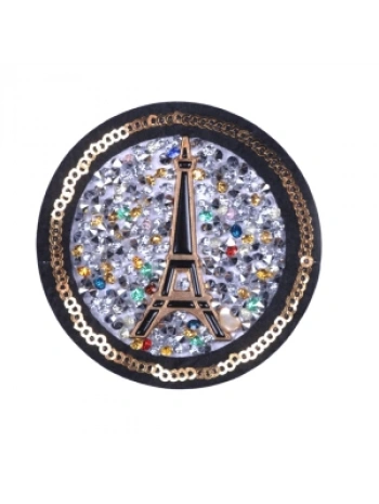 Aplike Ütü İle Yapışan Taşlı Eyfel Kulesi Siyah Arma 6 Cm