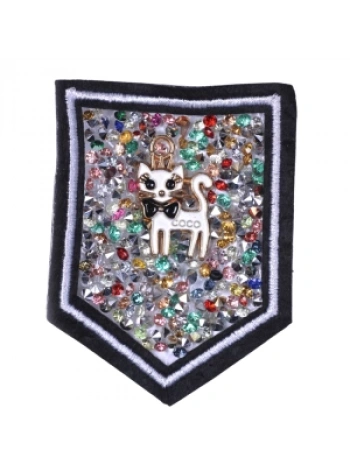 Aplike Ütü İle Yapışan Taşlı Kedi Arma 5 Cm