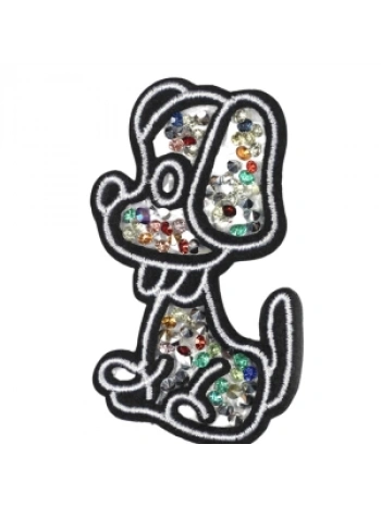 Aplike Ütü İle Yapışan Taşlı Sevimli Köpek Arma 3x5 Cm