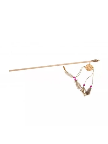 Aquael Ecomfy Toy Gaia Rod Tüylü Ahşap Kedi Oltası Oyuncağı 50 Cm