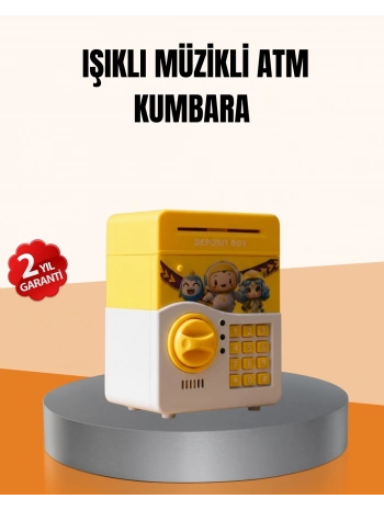 ATM Tasarımlı Sarı Işıklı Sesli Elektronik Kumbara