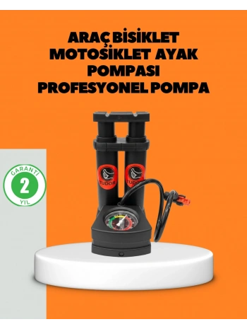 Ayaklı Bisiklet Pompası Basınç Göstergeli Çok Amaçlı