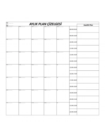 Aylık Planlayıcı Manyetik Duvar Stickerı Takvim Plan Çizelgesi (5047)