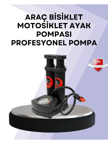 Basınç Saatli Ayak Pompası Bisiklet ve Araç Uyumlu
