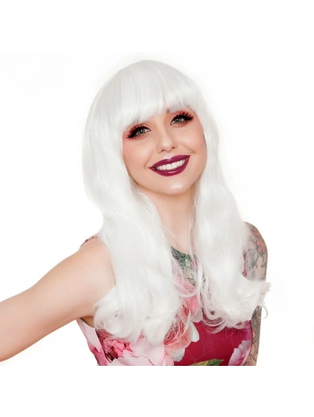 Beyaz Renk Kahküllü Dalgalı Uzun Parti Peruğu (5047)