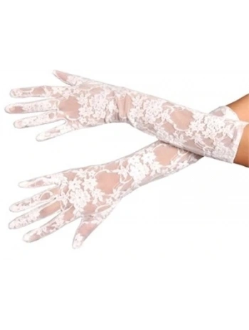 Beyaz Renk Orta Boy Dantelli Eldiven (5047)